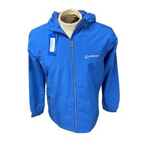 Boeing Women’s Blue Full Zip Hooded Windbreaker Jacket Size Large NWT